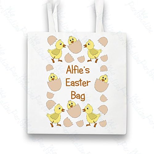 Personalised Easter Egg Hunt Bag for Children, tote bag with Handles, Unique Spring Themed Gifts keep sake