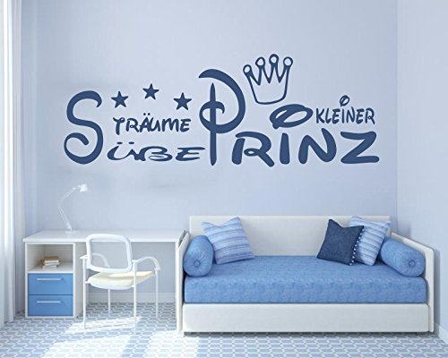 Wandtattoo Kinderzimmer, Kind, Baby ~ Text: Süße Träume kleiner Prinz + Krone und Sterne Tricolore blau – für Jungen, Buben ~ 61059-57×20 cm Wandaufkleber Wandtatoos Sticker Aufkleber für die Wand, Fensterbild, Tapetensticker, Türaufkleber - 4