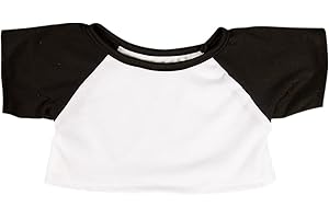 STUFFEMS TOY SHOP White T-Shirt with Black Sleeves Outfit Teddy Bear Clothes Fit 14" - 18" 40cm Build-a-bear, 40cm Teddy Bears, and Make Your Own Stuffed Animals