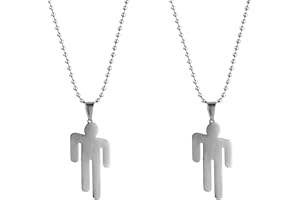 AABDTYYD Hip Hop Bad Guy Necklace, Stainless Steel Human Hip Hop Couple Pendant Necklace, Chain Length 50cm, Suitable for Valentine's Day, Christmas and Birthday Gifts 2 PCS (Silver)