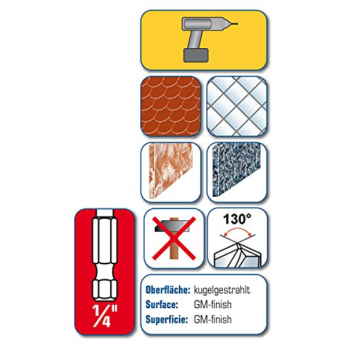 alpen Hartmetall-Dachziegelbohrer Profi Dach, 1/4 Zoll Sechskant-Schaft, Durchmesser 5 mm, L1 100 mm, L2 39 mm, 25200500100 - 2