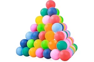 mizikuu 50 Pièces Balles de Ping Pong, 40 mm Colorées Balles de Tennis de Table Taille Standard Ping Pong pour l'entraînement DIY Decoration de la Fête, Machine à Tirage au Sort