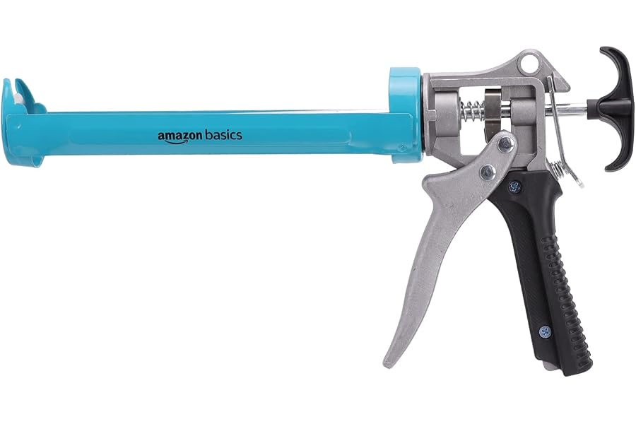 Amazon Basics Pistola para sellado de calafateo, resistente, 310ml, relación de fuerza 12:1, mango de aluminio con empuñadura