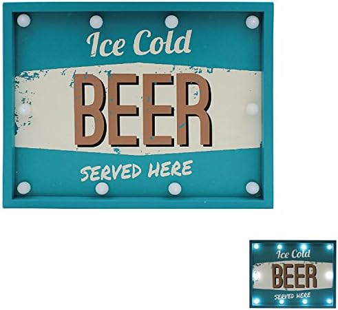 from Then to Now Ice Cold Beer Served Here LED Wooden Light Up Plaque