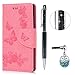 Produktbild Sony Xperia X Compact Hülle,KASOS Sony Xperia X Compact Case Bunt Gemalt Book Type PU Leder +TPU Innere Tasche Brieftasche Etui und Magnetverschluss Ledertasche Schutzhülle Cover Handyhülle,Schmetterling-rosa+ Stöpsel Staubschutz + Eingabestift