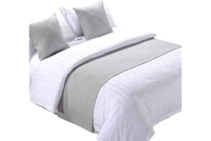 Zhiyuan Solid Linen-Like Hotel Bed Foot Runner Home Decorative Bed Scarf Dining Table Runner 50 x 240 cm, Light Grey