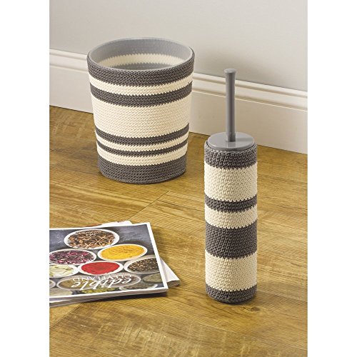 mDesign Dekorative Gestrickte Mülleimer Papierkorb – Grau/Elfenbeinfarben - 2