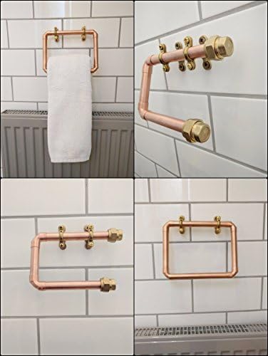 Copper & Brass Toilet Roll And Towel Holder Set