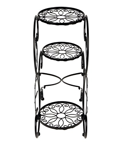 HLC 3 Töpf Metall Blumenständer Blumentreppe Pflanzer, S-förmig Schwarz - 4
