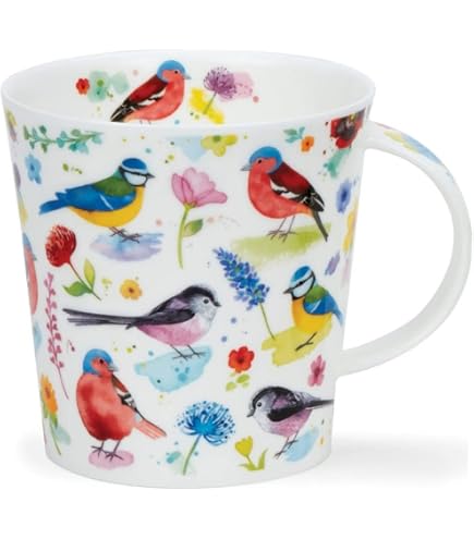 Dunoon Paradise Birds Porzellanbecher – Leuchtend Bunte Vögel, Fine Bone China, Für Kaffee & Tee