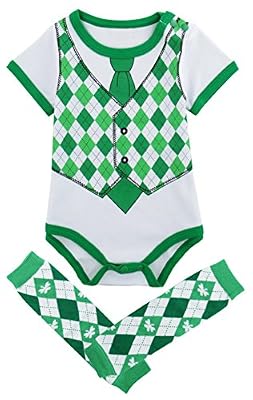 Mombebe Bébé Garçons St Patrick’s Day Costume Body avec Jambière (Vert, 0-3 mois)