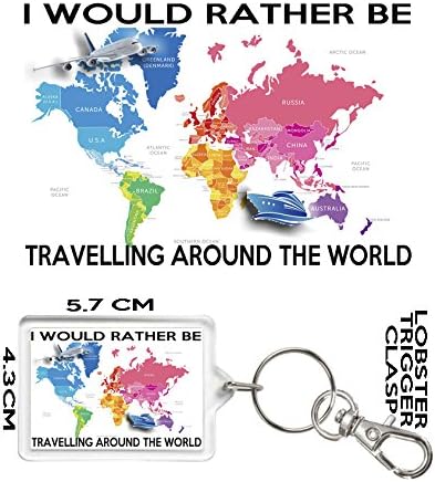Globe TROTTERS Keyring, I Would Rather Be Travelling Around The World. Original Kazkeyz by Kazmugz Design. Matching Gifts Available.