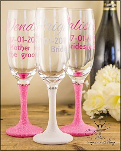 Handmade - Glitter CHAMPAGNE - Small Heart | name | Title | date | Personalised | wedding | glass | glasses | bride | bridesmaid | maid of honour | gift | mother of the bride | glitter glasses |