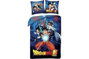 arlis Parure Housse De Couette Dragon Ball Super - 140 x 200 Cm avec taie d'oreiller Dragon Ball Super (Houssse de Couette Dragon Ball)