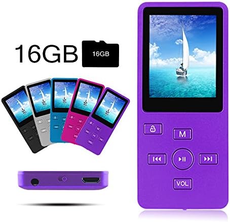 Crillutar 16GB MP3 Player MP4 Player Internal Memory MP3 Music Media Player Portable Video Player/Music Player/Voice Recording Player Media,Supporting Games and E-Book (purple)