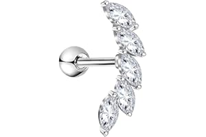 OUFER 16G Knorpel Ohrring Helix Piercings Silber Studs CZ glänzend Edelstahl Tragus Conch Oberohrläppchen Schmuck Damen