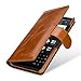 Produktbild StilGut Talis Lederhülle für BlackBerry Key2 mit Kreditkarten-Fächern aus echtem Leder. Seitlich aufklappbares Flip Case in Brieftaschen-Format, Cognac