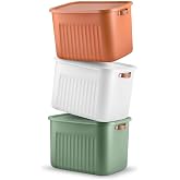 2 Adet Modern Kapaklı B&uuml;y&uuml;k Boy Saklama Kutu Seti -20 Litre &ndash; Beyaz- Taşınabilir Kulplu, Dolap İ&ccedil;i D&uuml;zenleyici, &Ccedil;ok Ama&ccedil;lı Or