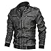 Produktbild DNOQN Slim Fit Mantel Herren Lange Strickjacke Lederjacke mit Stehkragen Jeansjacke Große Größe Solide Kausal Washed Dunkelgrau XL