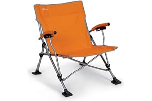 BERTONI TENDE | ISCHIA, Sedia Pieghevole Campeggio con Braccioli, Sedia Mare con Apertura Ombrello, 63 x 67 x 72 cm, Colore Arancio