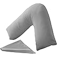 Bronwen Mathews V Shaped Pillowcase, Orthopedic, Nursing, Maternity Neck Support V Pillow Cover Only (V Pillowcase, Grey)