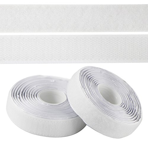 EDGEAM Cinta adhesiva Hook Loop Nylon Bandas autoadhesivo 20 mm ancho (2 Metros, Blanco)