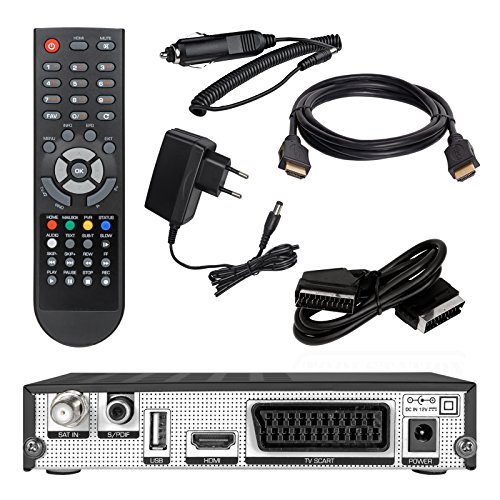 SATELLITEN SAT RECEIVER ✨ HB DIGITAL DVB-S/S2 CAMPING SET: Hochwertiger DVB-S/S2 Receiver + KFZ Adapter 12V + SCART Kabel + HDMI Kabel mit Ethernet Funktion und vergoldeten Anschlüssen (HD Ready, HDTV, HDMI, SCART, USB 2.0, Koaxial S/PDIF Ausgang, 12v/230V, S60 ) - 3