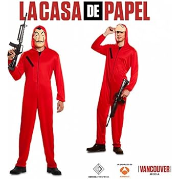 Eurocarnavales Kit Casa Di Carta Costume Maschera E Mitra