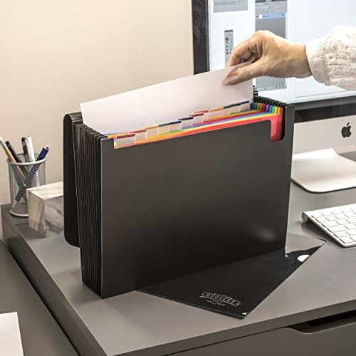Expanding File Organiser with Lid – Redvers Office A4 13 Part Desk Storage Expander with Free Document Wallet Folder – Built to Last Strong Plastic Concertina for Home or Office Documents – A4 Conference / Portfolio Folders Included with Paper Pocket – Document Folder / Ring Binder – Use Like a Filing / File Box …