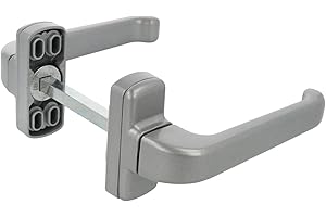 Amig - Set of 2 Door Handle with Rose | Epsilon Model | 132 x 70 mm | 8 mm Square | Elegant and Simple Design | Ergonomic Grip Handle | Grey Aluminium