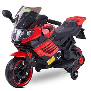 Baybee Rechargeable Battery-Operated Ride-on Electric Kids Bike, Ride on Baby Bike with Training Wheels, Music & USB Port, Battery Operated Bike for Kids to Drive 12 to 30 Months Boys Girls (Red)