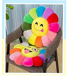 NACIA Soft Sunflower Smiley Pillows Cushion for Home Decorate | car Back Decoration Smilie Cushions Set of 2 (40 x 40 cm) Multicolour, Standard