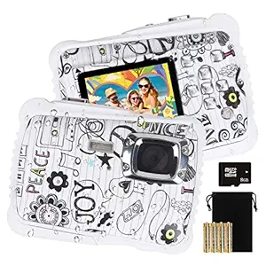 Kids Waterproof Camera, DECOMEN Digital Underwater Camera for Boys and Girls, 12MP HD Action Sport Camcorder with 2.0