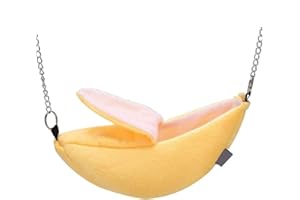 WATAWATA 1 Pack Banana Hamster Swing Hanging House Hammock for Small Young Rodent Pet Bed or Sleeping Nest(Yellow)