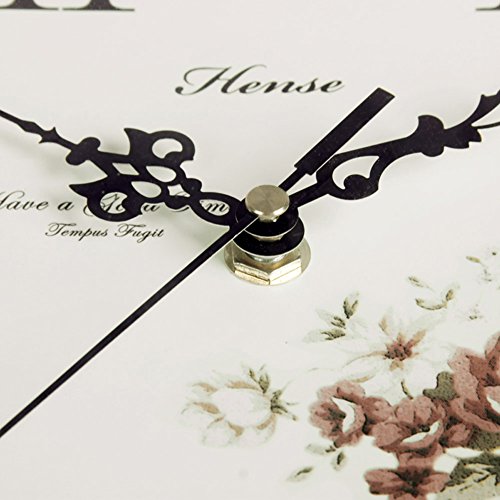 HENSE 13-Zoll-Antik Retro Dekorative Holz Uhren Ultra-Mute Silent-Quarz-Uhrwerk aus Holz Wanduhr mit Schaukel Pendel HP06 (Weiß) - 2