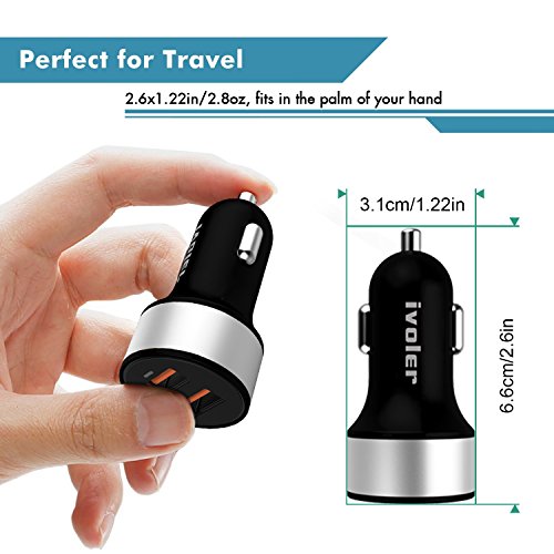 iVoler Quick Charge 3 0 Chargeur de Voiture 36W 2 Ports USB Chargeur Allume Cigare  2 QC 3 0 Port  avec 2 en 1 C  ble Micro USB   Type C  1m  pour Samsung Galaxy S9 S9  S8 S8  S7 S7 Edge  S6 S6 Edge   Note 8 5 4 Edge  LG G6 G5 G4  Asus Zenfone 4 3 2  Android smartphone  Tablette  iPhone  iPad  Batteries Externes  Chargeur Portable  etc  - Noir   Argent