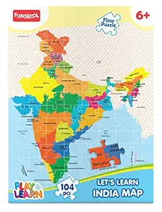 Funskool Play, Read & Learn India Toy Map, Educational, 104 Pieces, Puzzle, For 6 year Old Kids And Above, Multi Color