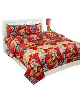 Generic Shree Radhe Pure Cotton Printed Designer Latest Double Bed Bedsheet with 2 Pillow Cover - Queen Size Multicolor Design 2