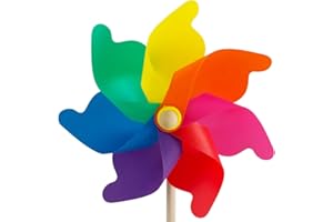 CIM Moulin à Vent - Moulin Rainbow 31 - résiste aux UV et aux intempéries - Moulin : Ø31cm, Hauteur Totale : 75cm - Livré monté, INCL. Tige de Support