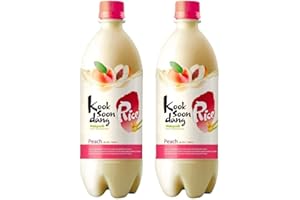 LET'S GO MARKET Kooksoondang Flavoured Rice Makgeolli - Peach Flavour 750ml 3% Alc./Vol (Pack of 2)