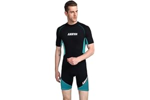 DESHOME Combinaisons Shorty pour Hommes Femmes, Combinaisons de Plongée en Néoprène 3mm, Maillot de Bain Une Pièce Grande Taille avec Fermeture Éclair au Dos, pour Le Surf, la Plongée en Apnée