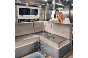 SYLC Caravan Seat Covers Waterproof Velvet, Motorhome Seat Cover with Elastic-band and Lacing, RV Sofa Cushion Cover for camper (Taupe,W 140-170 cm, D 110-130 cm)