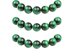 MJDCB Perlen zum Auffädeln 8mm 45 stück Grünes Tigerauge Halbedelsteine Perlen mit Loch Natürliche Lose Runde Steinperlen für Herstellung Schmuck Armbänder Halsketten