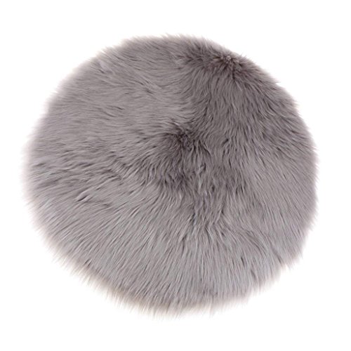 Cumay Faux Pelliccia di Agnello di Pecora Tappeto, Pelliccia Sintetica Decorativa Antiscivolo Yoga tappeti per Salotto da Letto Divano Pavimento (Grigio, 60x60cm)