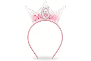 Rosa födelsedagskrona, rosa glitterfödelsedagsdekorationer flickprinsesskalas, glitterprinsesskrona för flickor, festpannband