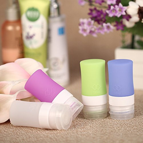 Anself 4 Stück Silikon Reise Flaschen Set Zylindrisch (Größe Optional) - 5