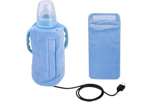 SALMUE Scaldabiberon elettronico USB, borsa termica per riscaldamento, termostato biberon con apertura a cerniera, scaldino termico portatile staccabile, riscaldamento a temperatura costante(Blu)