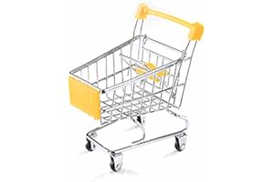 GIVBRO Mini supermercato carrello della spesa scrivania giocattoli portapenne accessori da scrivania regalo per bambini giallo