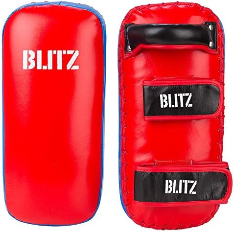 Blitz Firepower Blue / Red Leather Pads - Muay Thai Training