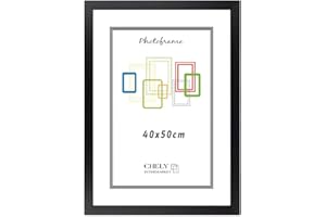 CHELY INTERMARKET | Marco de Fotos MOD-254 Hecho de Madera, Ancho de moldura 2cm con Acabado minimalista. Cuadro ideal para enmarcar títulos y certificados (Negro, 40x50cm)